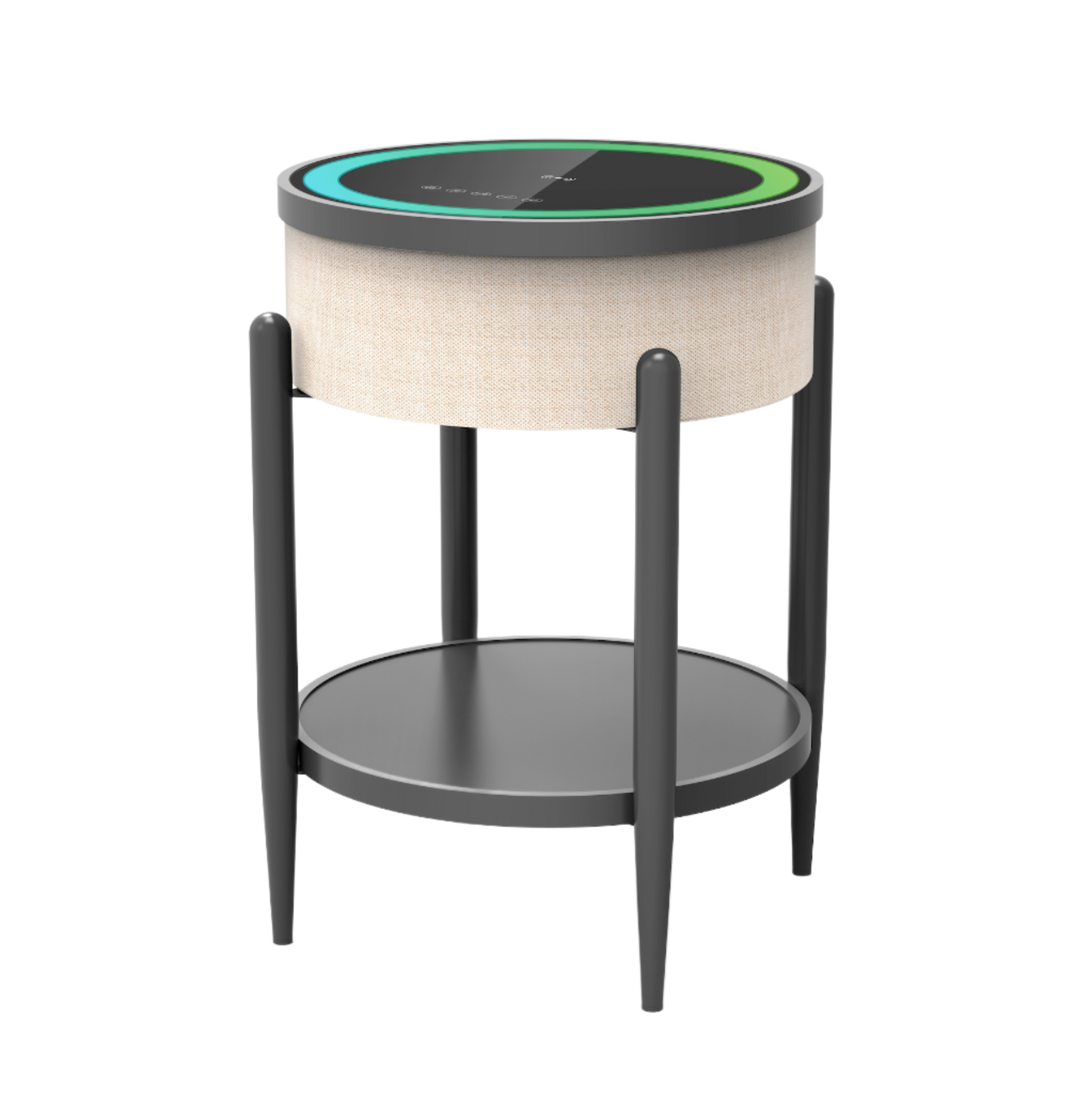 Smart Atlas Coffee Table with Wireless Charging Bluetooth Speaker LED Projection