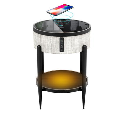 Smart Atlas Coffee Table with Wireless Charging Bluetooth Speaker LED Projection